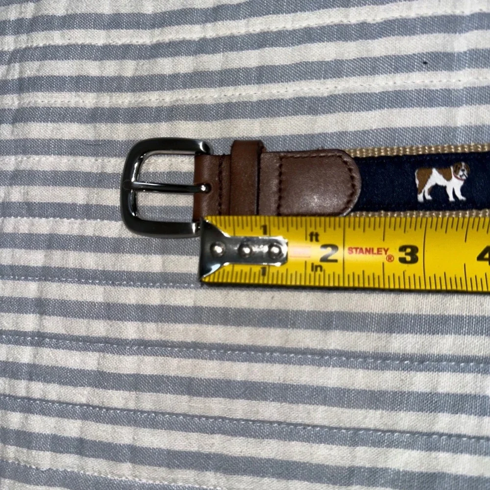 Janie and Jack Boys Navy Dog Embroidered Canvas Leather Belt 2T 3T 100024246